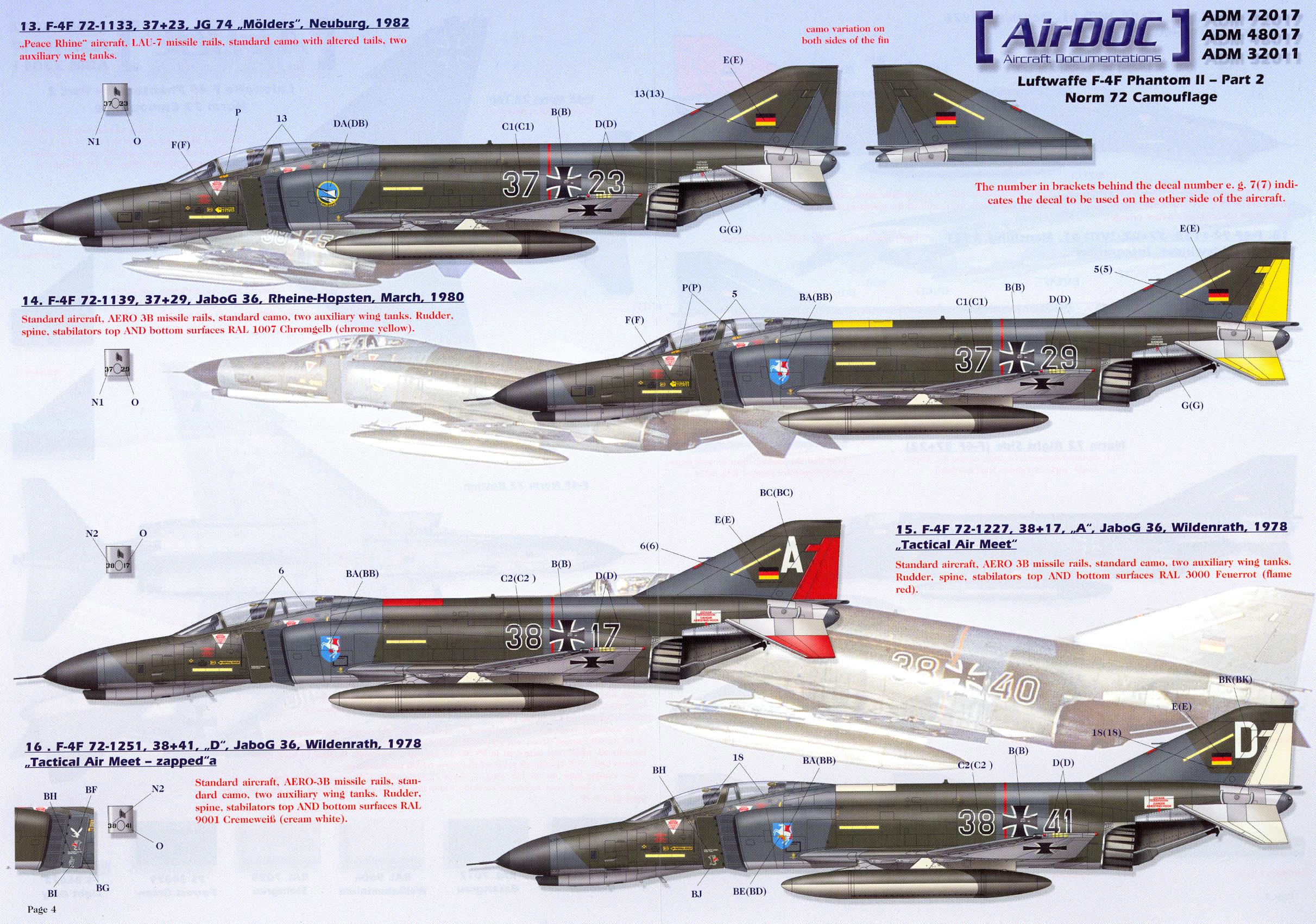 AirDoc Decals 1/32 LUFTWAFFE F4F PHANTOM II Norm 72 Camouflage Part 2